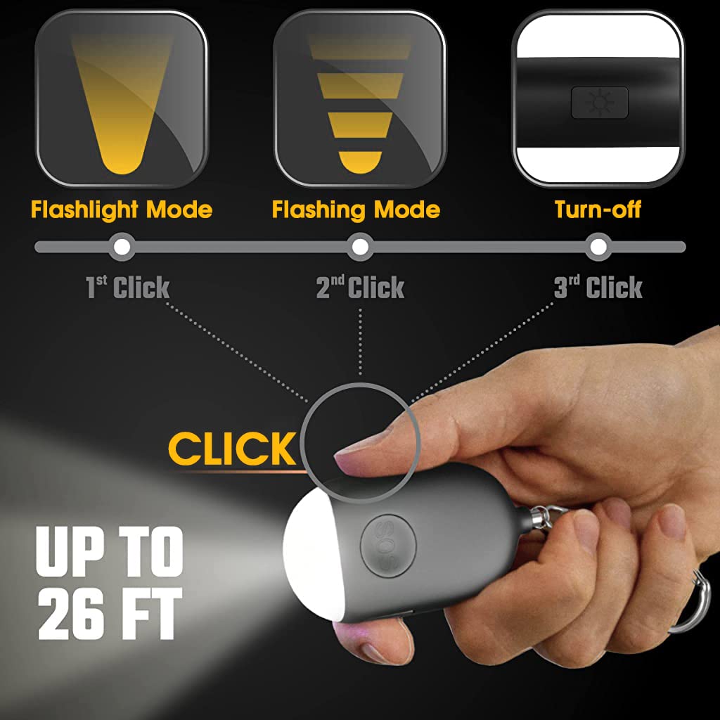Supvox Safety Gadgets for Self Defence, Personal Alarm Keychain with LED Lights, USB Rechargeable 130 dB Loud Safety Siren Whistle, Emergency Safety Alarm for Women, Men, Children, Elderly (Black) Supvox Safety Gadgets for Self Defence, Personal Alarm Keychain with LED Lights, USB Rechargeable 130 dB Loud Safety Siren Whistle, Emergency Safety Alarm for Women, Men, Children, Elderly (Black)